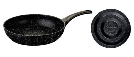O.M.S 3210 Plastik Saplı Granit 26 cm Düz Tava Siyah