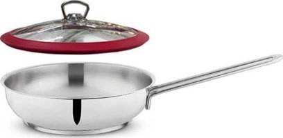 Schafer Kapaklı Çelik 28 cm Düz Tava Kırmızı
