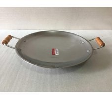 Atc No:5 Ahşap Saplı Paslanmaz Çelik 45 cm Saç Tava Gri