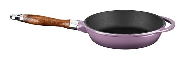Lava Ahşap Saplı Döküm 24 cm Kızartma Tava Mor