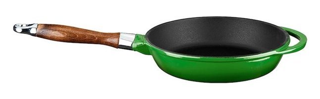 Lava Ahşap Saplı Döküm 28 cm Kızartma Tava Yeşil