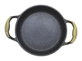 O.M.S Plastik Saplı Döküm 22 cm Sahan Tava Altın-Siyah