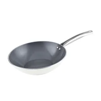 Karaca x Refika Birgül Crystal Creamy Çelik Saplı Metal 28 cm Wok Tava Bej