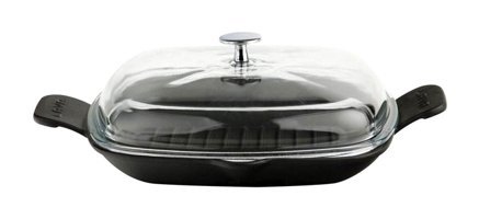 Lava Kapaklı Döküm 26x26 cm Grill Tava Siyah