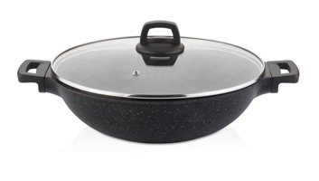 Falez Kapaklı Plastik Saplı Döküm 32 cm Wok Tava Siyah