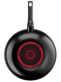 Tefal Simply Clean 2100118520 Plastik Saplı Demir Döküm 28 cm Wok Tava Siyah