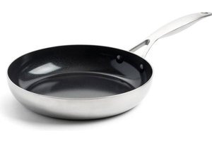 Greenpan Geneva Thermolon Çelik Saplı Paslanmaz Çelik 24 cm Düz Tava Gri