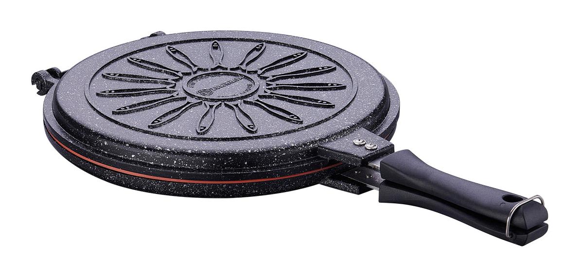 Korkmaz Plastik Saplı Granit 28 cm Grill Tava Siyah