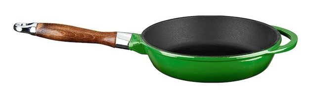 Lava Ahşap Saplı Döküm 24 cm Kızartma Tava Yeşil
