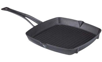 Lava Döküm Saplı 26 cm Grill Tava Siyah