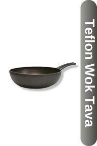 Viyalente Onyx Plastik Saplı Alüminyum 24 cm Wok Tava Siyah