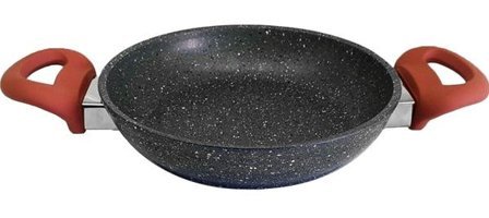 Aryıldız Terra Grey Plastik Saplı Granit 20 cm Sahan Tava Kırmızı