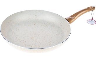 Redchef TK32GOLD 6017 Ahşap Saplı Granit 32 cm Düz Tava Altın-Beyaz