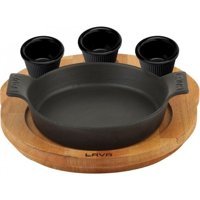 Lava Ahşap Altlıklı Döküm 18 cm Düz Tava Siyah