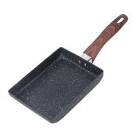Cdql Tamagoyaki Ahşap Saplı Döküm 31x25 cm Omlet Tava Siyah