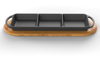 Lava 3 Bölmeli Döküm 12x33 cm Düz Tava Siyah