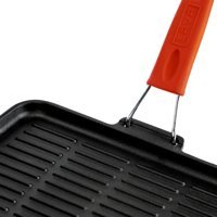 Lava Dikdörtgen Silikon Saplı Döküm 21x30 cm Grill Tava Turuncu