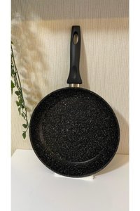 Falez Blackplus Plastik Saplı Granit 28 cm Düz Tava Siyah