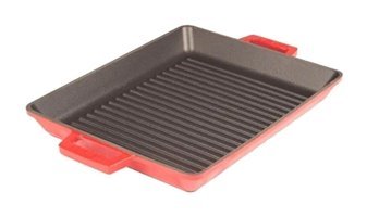 Lava Dikdörtgen Döküm 26x32 cm Grill Tava Kırmızı