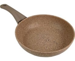 O.M.S 3210 Plastik Saplı Granit 22 cm Düz Tava Kahverengi