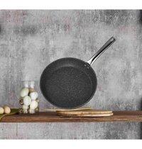 Falez Black Line Çelik Saplı Granit 24 cm Düz Tava Siyah