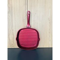 Evita Plastik Saplı Seramik 28 cm Grill Tava Bordo