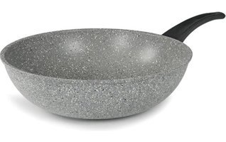 Flonal Dura Plastik Saplı Alüminyum 32 cm Wok Tava Gri