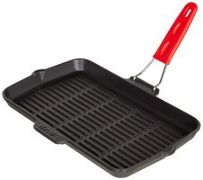 Lava Dikdötrgen Silikon Saplı Döküm 21x36 cm Grill Tava Siyah
