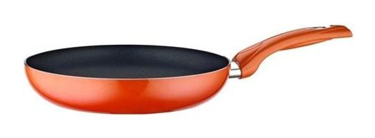 Cem Tarçın Plastik Saplı Emaye 26 cm Düz Tava Turuncu