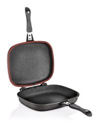 Schafer Dikdörtgen Plastik Saplı Döküm 32 cm Grill Tava Siyah
