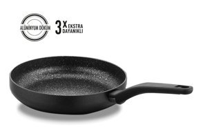 Korkmaz Lina A2886 Plastik Saplı Granit 30 cm Düz Tava Siyah