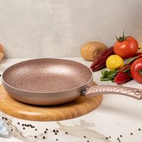 Meşeler Bakalit Saplı Granit 28 cm Düz Tava Krem