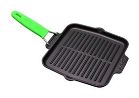 Lava Kare Silikon Saplı Döküm 21 cm Grill Tava Yeşil