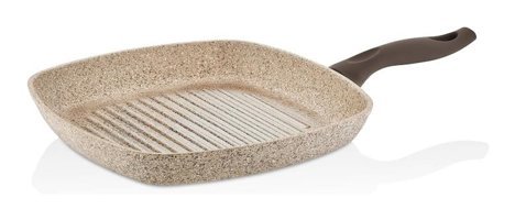 Falez Granitec Kare Plastik Saplı Alüminyum Döküm 28x28 cm Grill Tava Krem