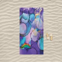 Marte Home Purple Marble Plaj Havlusu Mor