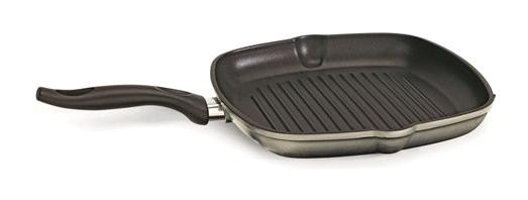 Essenso Nevada Plastik Saplı Alüminyum 28x28 cm Grill Tava Siyah
