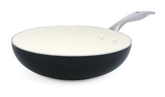 Greenpan Magneto Brussels Plastik Saplı Seramik 28 cm Wok Tava Siyah