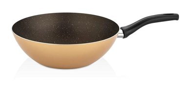 Cem Safran Plastik Saplı Alüminyum 28 cm Wok Tava Krem