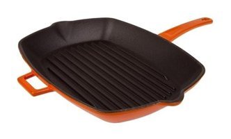 Essenso Lyon Döküm Saplı Demir Döküm 26x32 cm Grill Tava Turuncu
