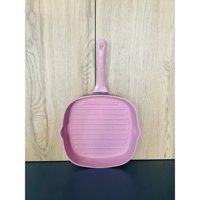 Evita Plastik Saplı Seramik 28 cm Grill Tava Pembe