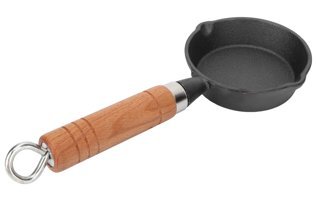 Fdit Mini Ahşap Saplı Demir Döküm 13 cm Düz Tava Siyah