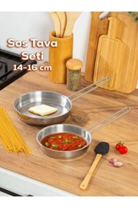 Veliday Çelik Saplı Paslanmaz Çelik 16 cm Sos Tava Gri