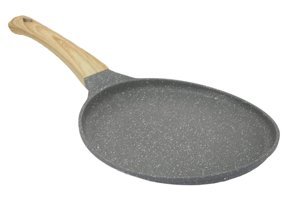 Cdql Ahşap Saplı Granit 20 cm Kızartma Tava Gri