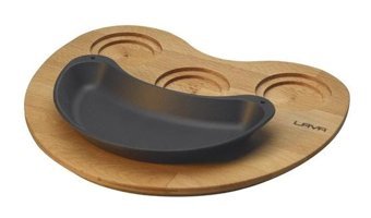 Lava Ahşap Altlıklı Döküm 10x20 cm Düz Tava Siyah