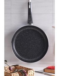 Znp Home Sanat Lüx Granit Saplı Alüminyum 22 cm Düz Tava Siyah
