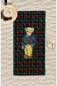 Marte Home Ekose Tedy Bear Plaj Havlusu Çok Renkli