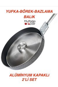 Kılıç Kapaklı Çelik Saplı Alüminyum 34 cm börek - Bazlama - Yufka Tava Gri