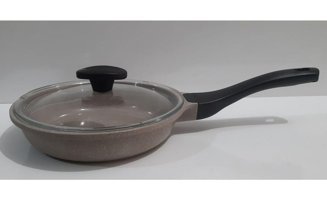 Thermoad Kapaklı Plastik Saplı Döküm 20 cm Düz Tava Gri