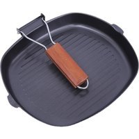 Tulip Kitchenware Ahşap Saplı Çelik 24 cm Biftek Tava Siyah