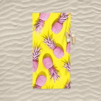 Pastel Ananas Pamuklu Plaj Havlusu Sarı